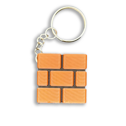 Mario Brick  - 3D Printed - 3D Printed Mario Style Brick Block Keychain