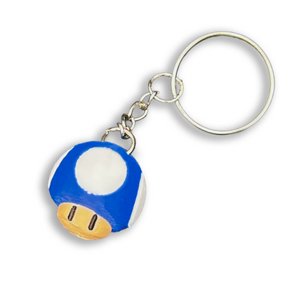 Mini Mushroom - 3D Printed - 3D Printed Mini Blue Mario Mushroom Keychain