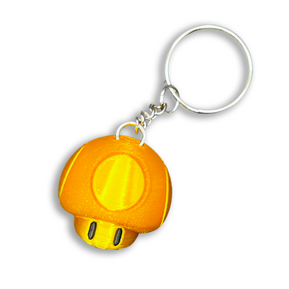 Gold Mushroom - 3D Printed - 3D Printed Golden Gold Mario Mushroom Keychain