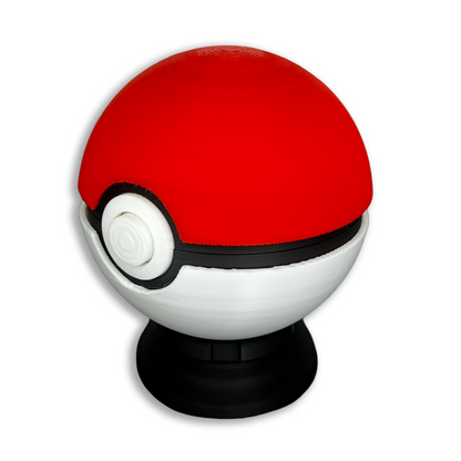 Pokeball 3D Print - Desk Art - 3D Printed Desk Display PokeBall Red/Black/White