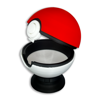 Pokeball 3D Print - Desk Art - 3D Printed Desk Display PokeBall Red/Black/White