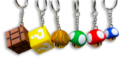 Mario Brick  - 3D Printed - 3D Printed Mario Style Brick Block Keychain