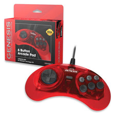 Controller - 6 Button  SEGA & Retrobit - Arcade Pad - Clear Red