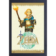 Legend of Zelda Framed Art - Tears of the Kingdom - Zelda w/ Torch - Gel Coated